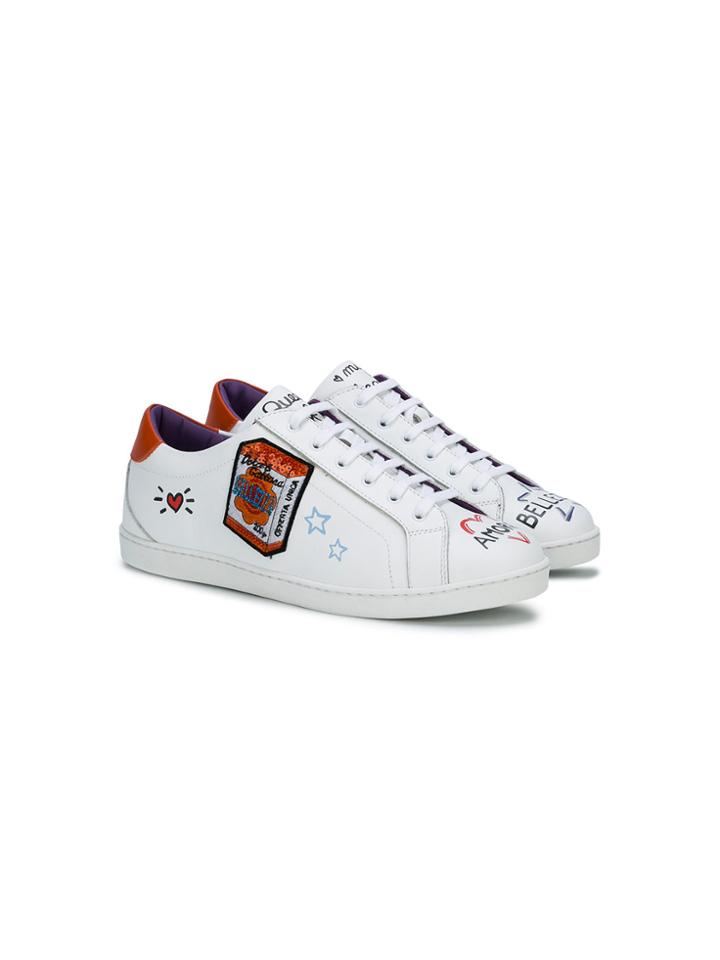 Dolce & Gabbana Kids Queen Of My Heart Embellished Sneakers - White