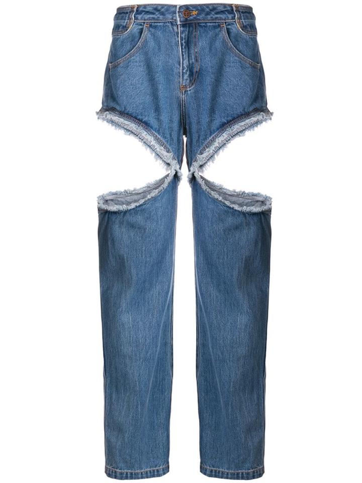 Telfar Cut-detail Boyfriend Jeans - Blue