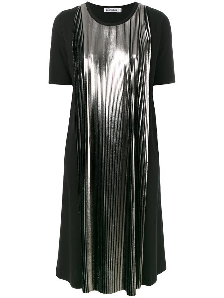 Jil Sander High Shine Trim Pleated Trim, Women's, Size: 36, Black, Cotton/polyester