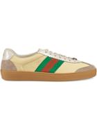 Gucci Leather And Suede Web Sneaker - Yellow & Orange