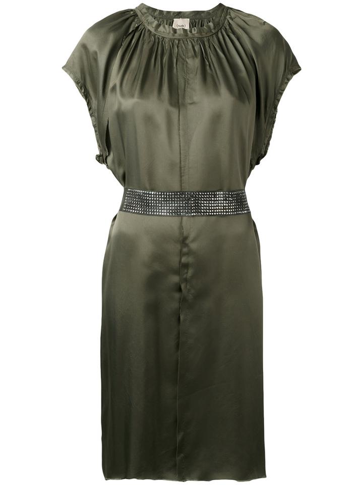 Nude - Short Sleeve Belted Dress - Women - Viscose - 42, Green, Viscose