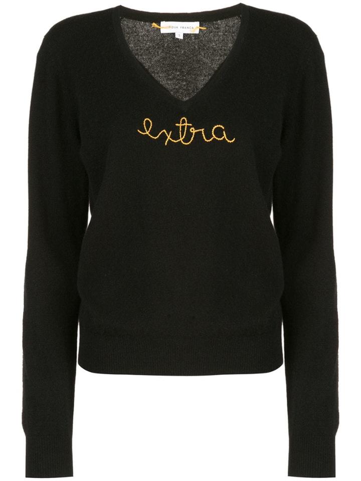 Lingua Franca Extra V-neck Jumper - Black