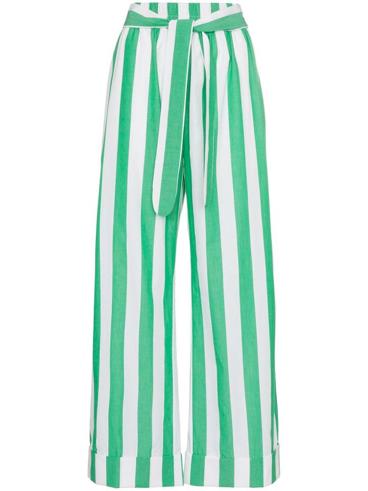 Mara Hoffman Stripe Cotton Cropped Trousers - Green