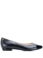 Hogl Contrast Toe Cap Ballerina Flats - Black