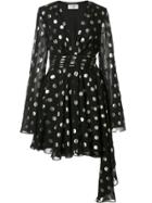 Saint Laurent Polka Dot Asymmetric Dress - Black