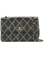 Chanel Vintage Wild Stitch Cc Double Chain Shoulder Bag - Black