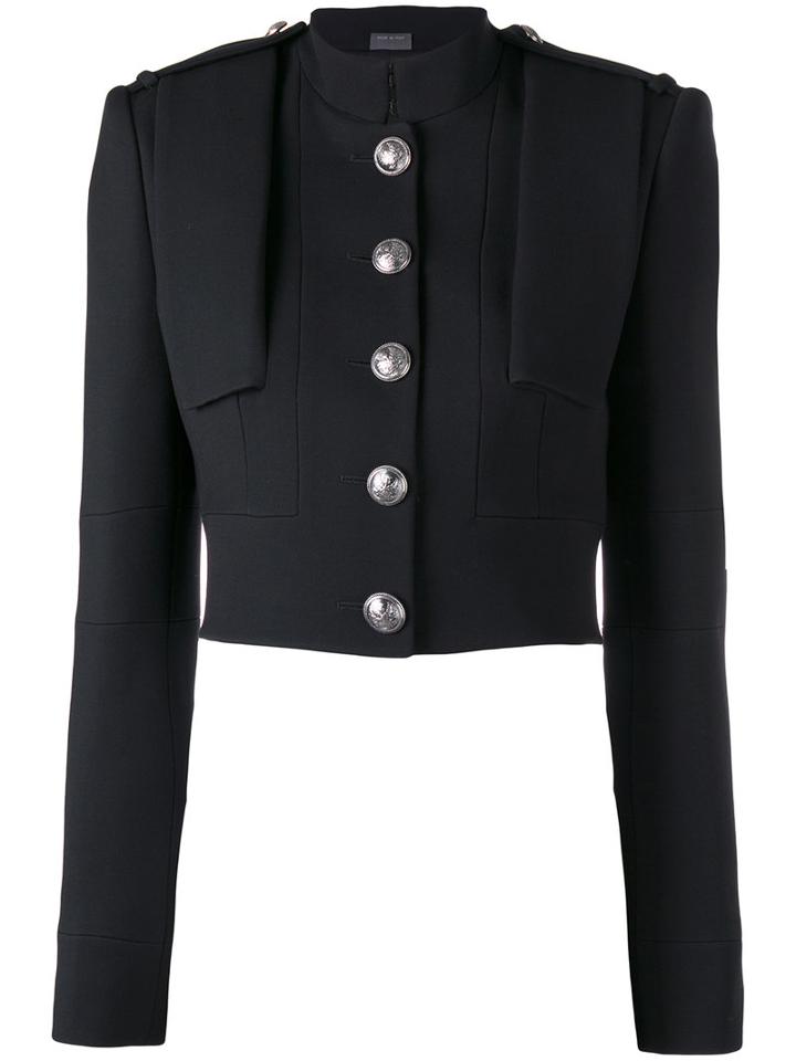 Alexander Mcqueen - Cropped Military Jacket - Women - Wool/silk/cupro - 42, Black, Wool/silk/cupro