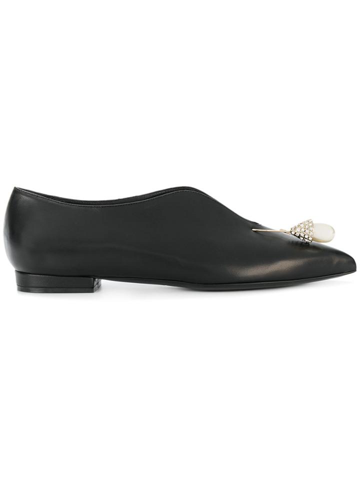 Coliac Pearl Detail Ballerinas - Black