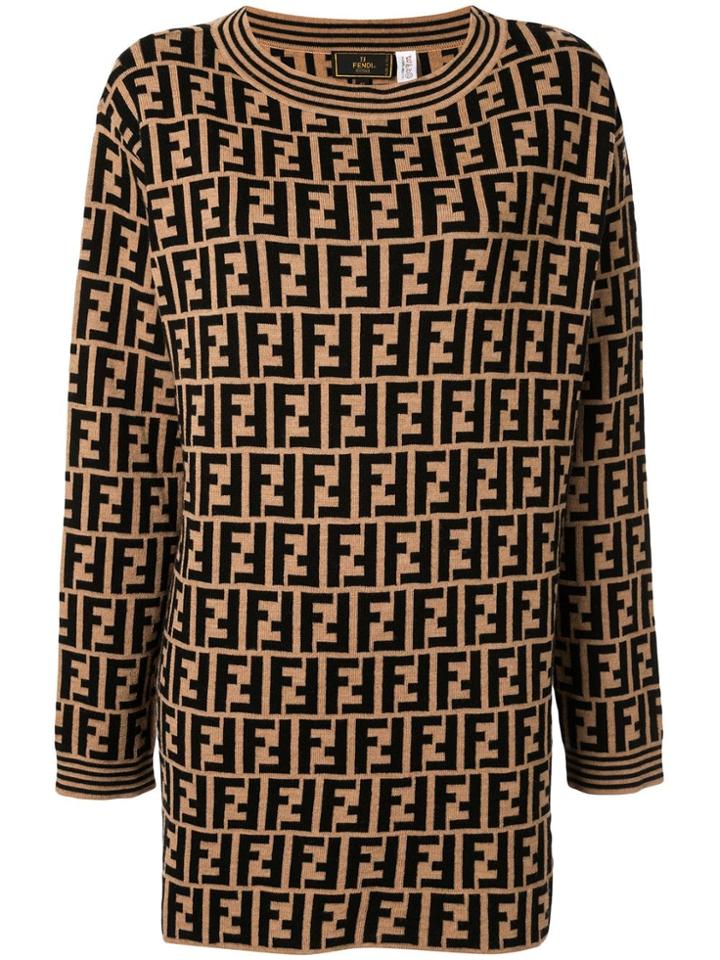 Fendi Pre-owned Zucca Pattern Knitted Jumper - Brown