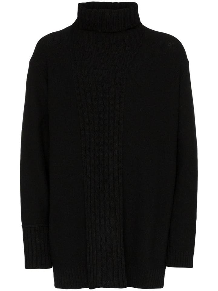 Yohji Yamamoto Oversized Knit Turtleneck Wool Jumper - Black