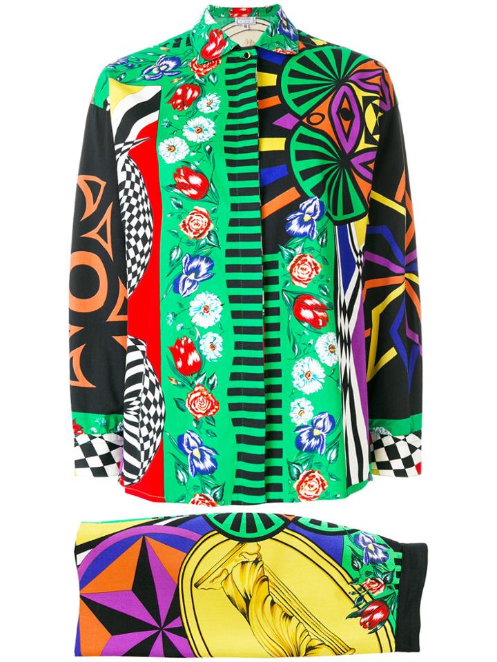 Versace Vintage Art Déco Shirt & Skirt - Multicolour
