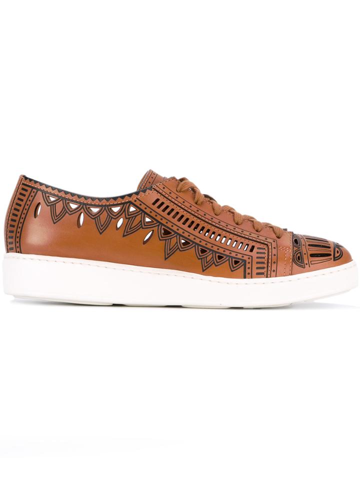 Santoni Cutout Trainers - Brown