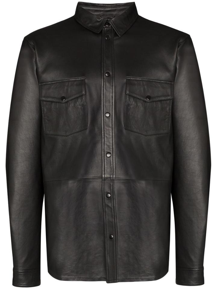 Stand Studio Alvan Leather Shirt - Black