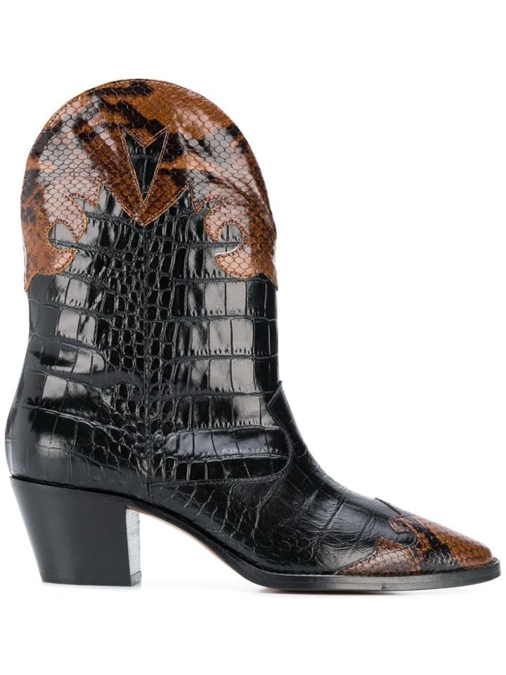 Paris Texas Crocodile-effect Cowboy Boots - Black