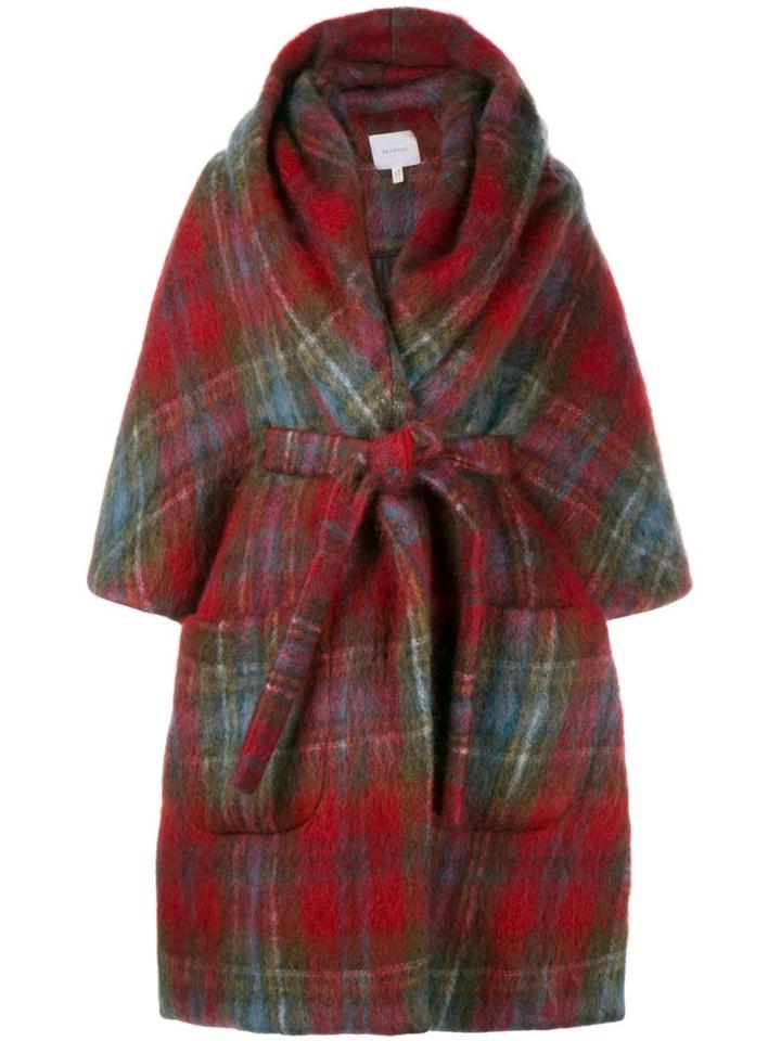 Delpozo Tartan Robe Coat, Women's, Size: 34, Red, Polyamide/mohair/wool