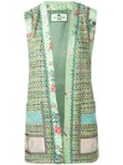 Etro Opened Waistcoat, Women's, Size: 44, Green, Silk/cotton/acrylic/viscose