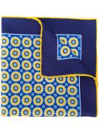 Kiton Floral Print Pocket Square - Blue