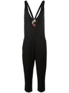 No21 - Cherry Brooch Jumpsuit - Women - Cotton/spandex/elastane - 42, Black, Cotton/spandex/elastane
