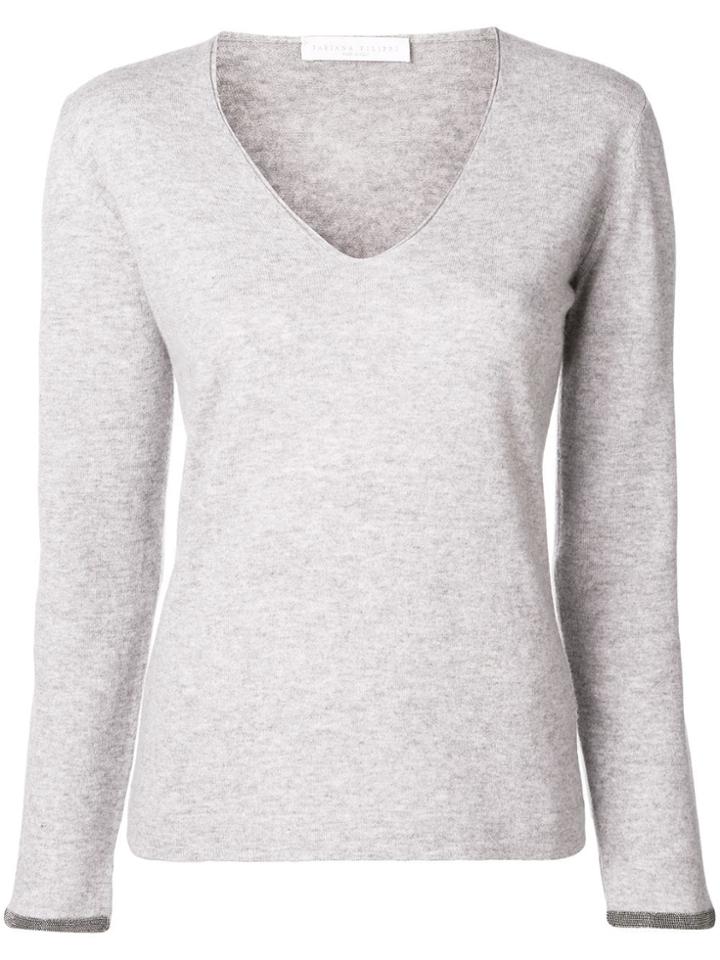 Fabiana Filippi Bead-embellished Knitted Top - Grey