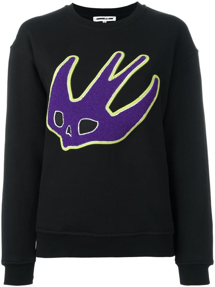 Mcq Alexander Mcqueen Swallow Appliqué Sweatshirt, Women's, Size: Small, Black, Cotton