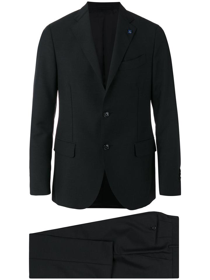 Lardini Formal Suit, Men's, Size: 54, Black, Wool/mohair/cupro/viscose