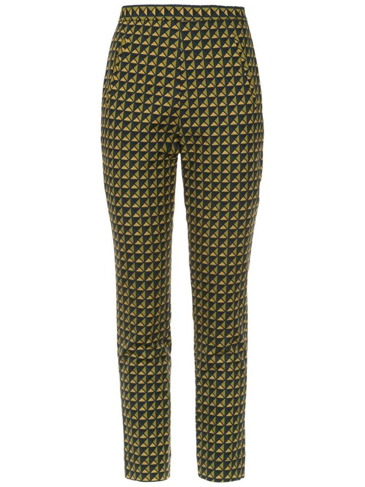 Andrea Marques Printed Cropped Trousers - Green