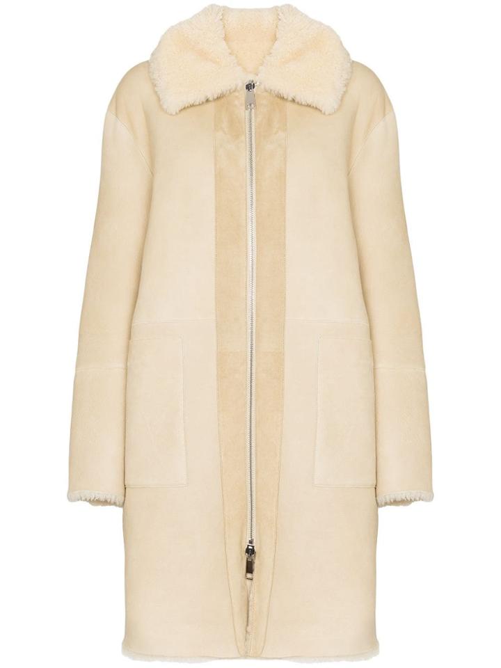 Bottega Veneta Reversible Shearling Mid-length Coat - Neutrals