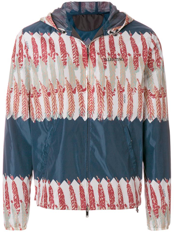 Valentino Feather Print Windbreaker - Blue