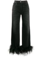 Prada Feather Trim Bootcut Jeans - Black