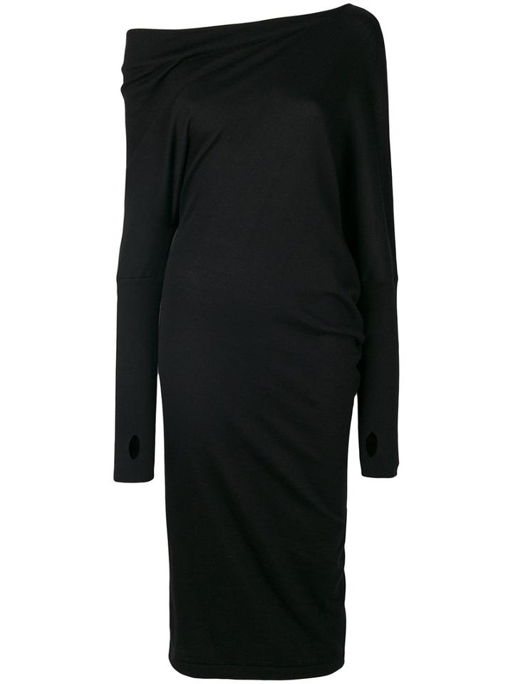 Tom Ford - Draped Bardot Dress - Women - Silk/cashmere - M, Black, Silk/cashmere