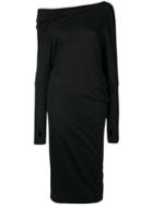 Tom Ford - Draped Bardot Dress - Women - Silk/cashmere - M, Black, Silk/cashmere