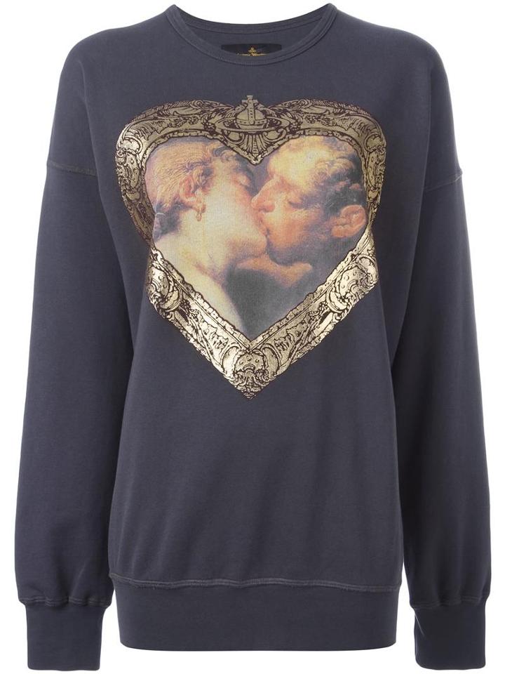 Vivienne Westwood Anglomania Heart Print Sweatshirt, Women's, Size: Medium, Grey, Cotton