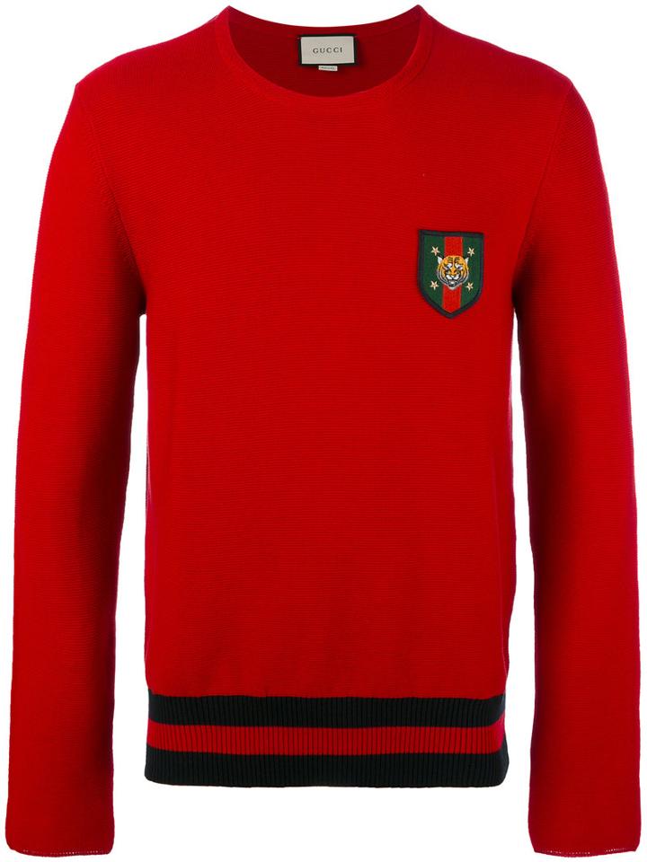 Gucci Web Tiger Head Jumper, Size: Medium, Red, Cotton