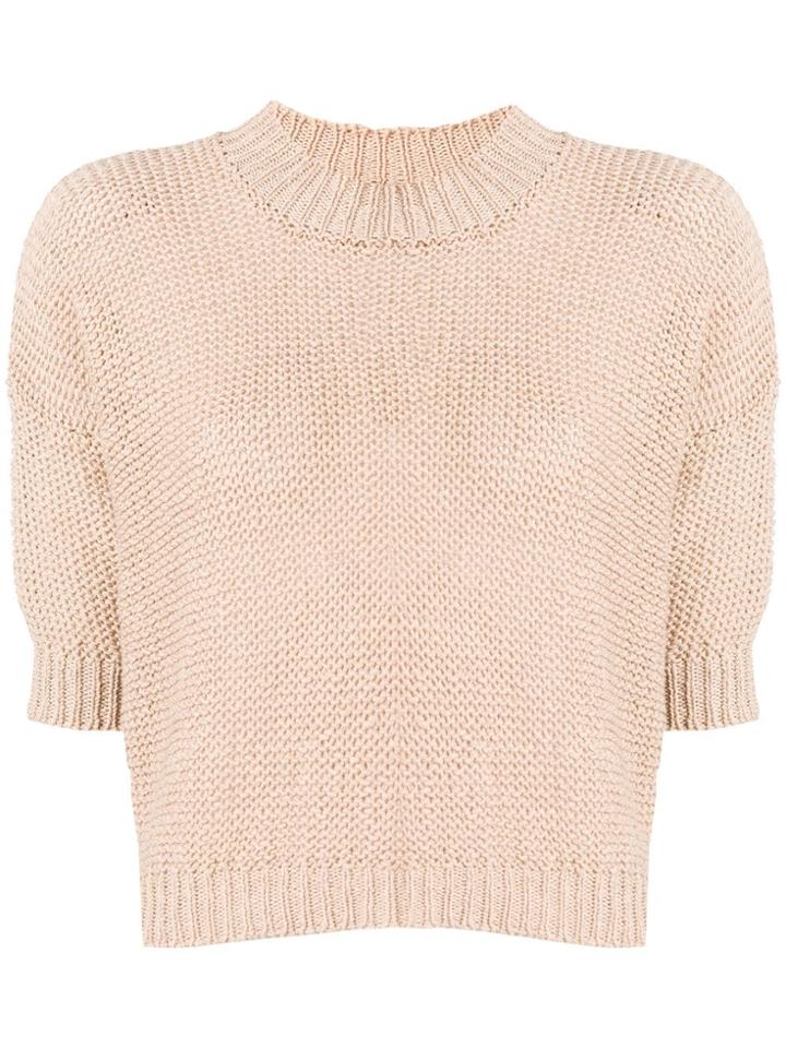 Roberto Collina Cropped Knitted Top - Brown