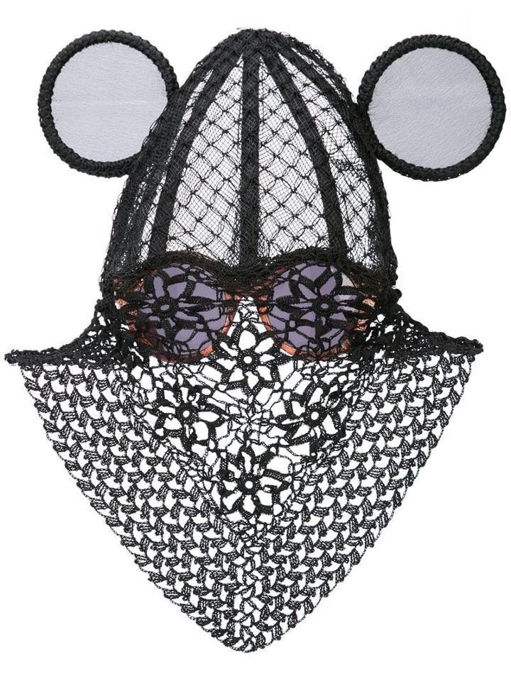 Kuboraum Ears Crocheted Sunglasses - Black