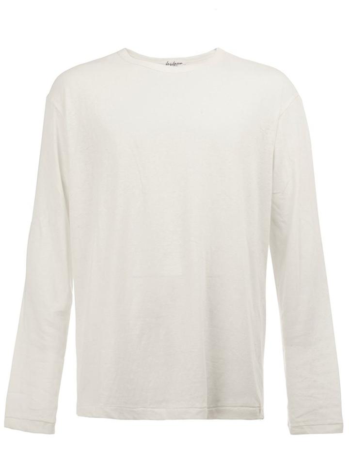 Yohji Yamamoto Round Neck Longsleeved T-shirt, Men's, Size: 3, White, Cotton