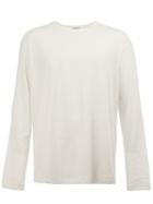 Yohji Yamamoto Round Neck Longsleeved T-shirt, Men's, Size: 3, White, Cotton