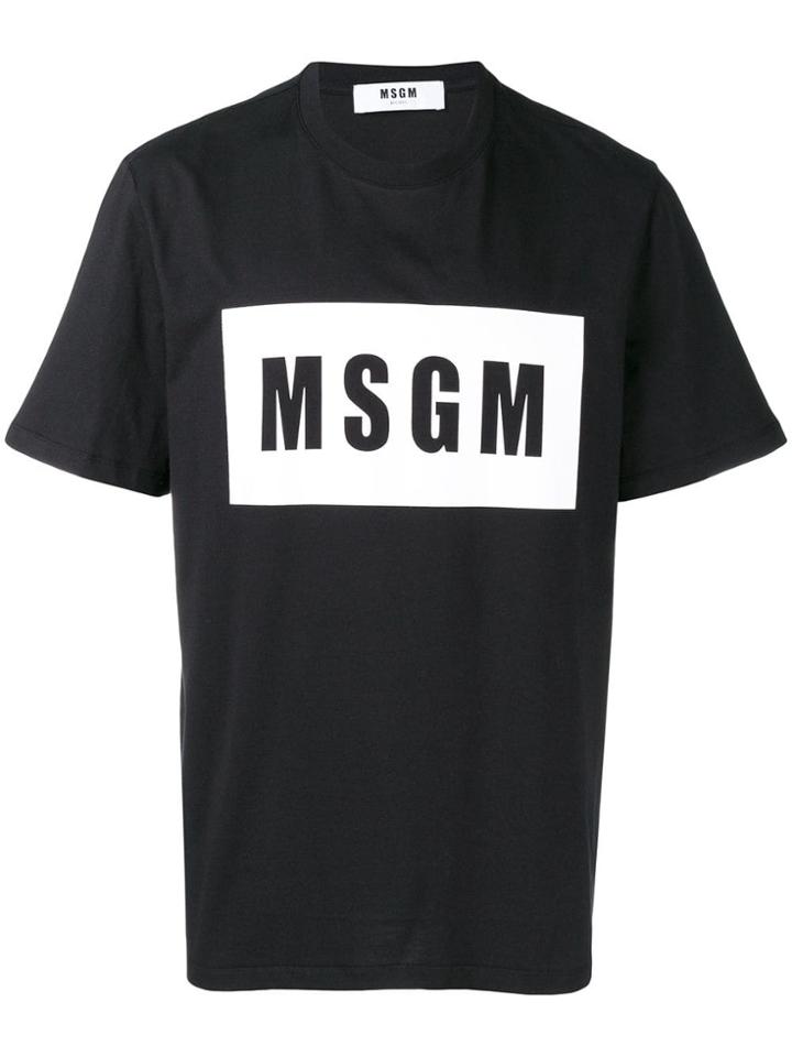 Msgm Logo Stamp T-shirt - Black