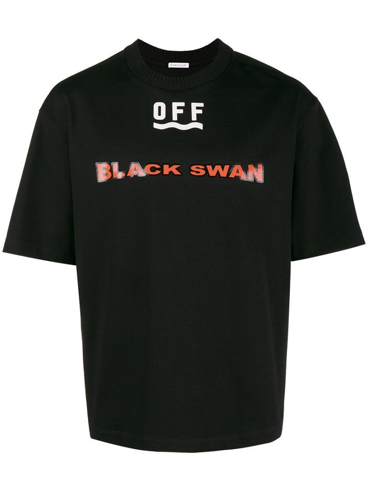 Moncler X Off-white Printed Logo T-shirt, Men's, Size: Medium, Black, Cotton
