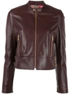 Dolce & Gabbana Cropped Leather Biker Jacket - Red