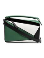 Loewe Green, White And Black Puzzle Leather Shoulder Bag