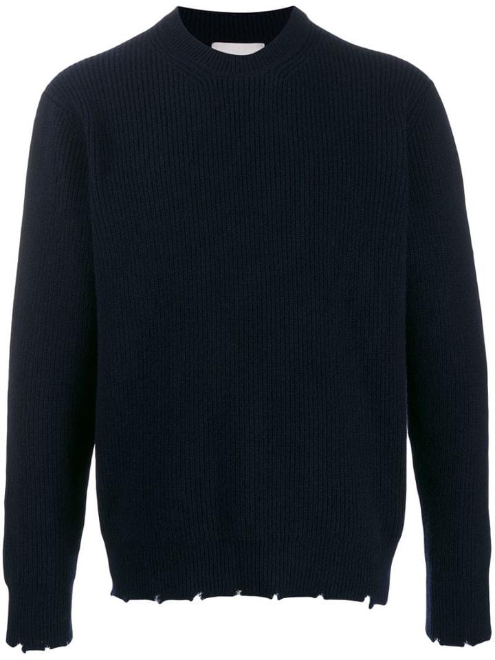 Laneus Ribbed Crew-neck Jumper - Blue