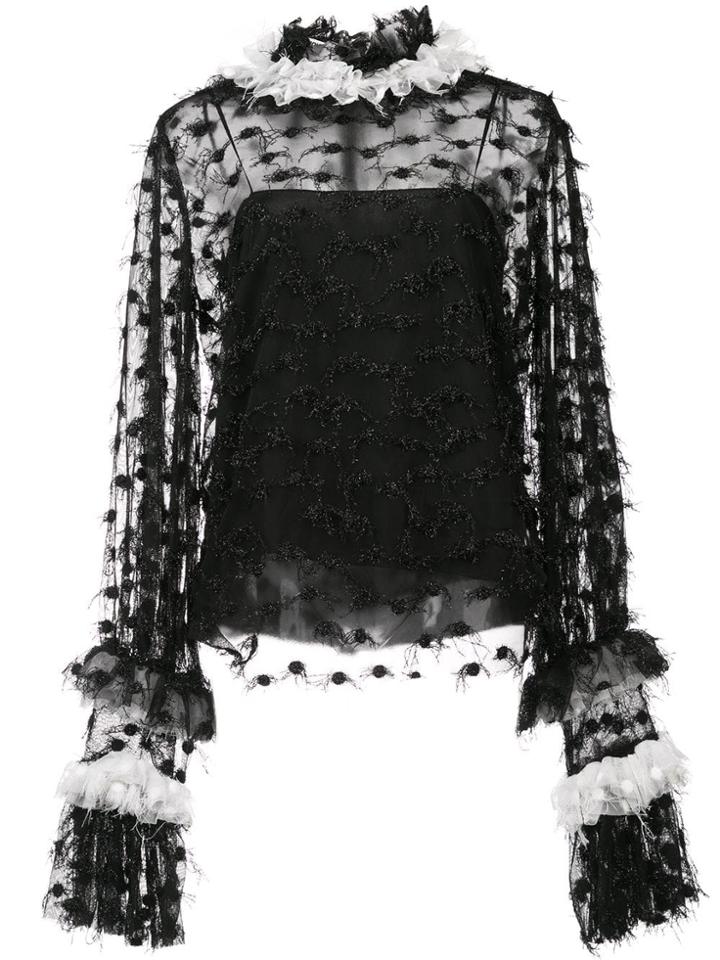Jourden Sheer Panel Blouse - Black