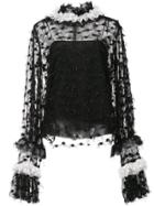 Jourden Sheer Panel Blouse - Black