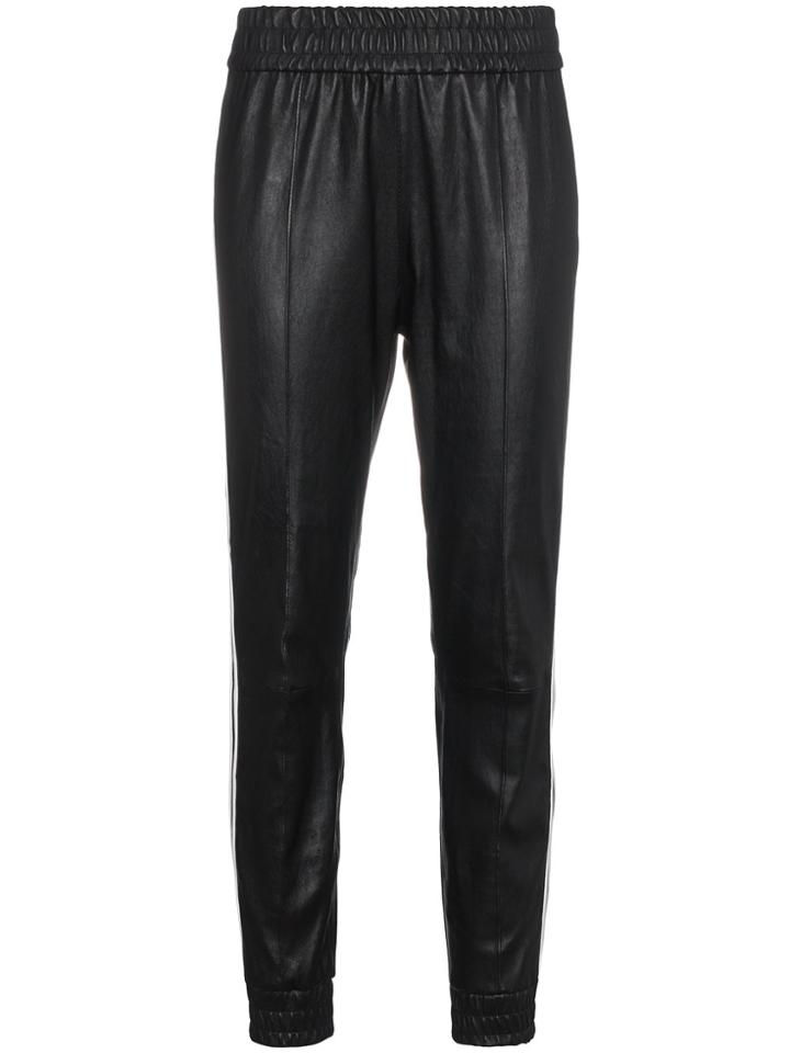 Sprwmn Leather Track Pants With Stripes - Black