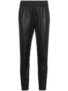 Sprwmn Leather Track Pants With Stripes - Black