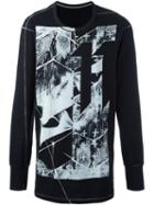 11 By Boris Bidjan Saberi Front Print Sweatshirt, Men's, Size: Small, Black, Cotton