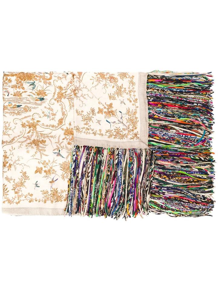 Pierre-louis Mascia Printed Fringe Scarve - Neutrals