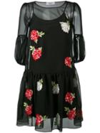 Blugirl - Embroidered Flower Dress - Women - Polyester/viscose - 40, Black, Polyester/viscose