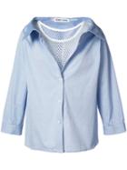 Sandy Liang - Off-the-shoulder Layered Shirt - Women - Cotton - 40, Blue, Cotton